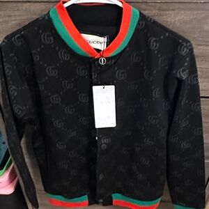 Black Bomber with Red and Green Trim size S
